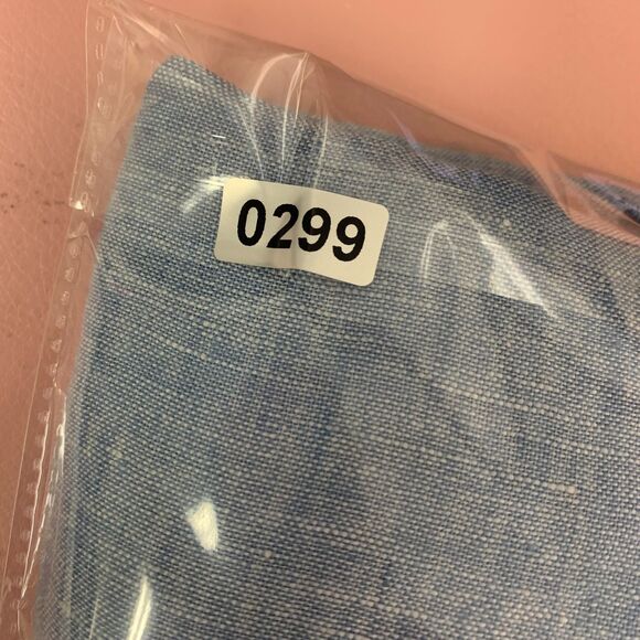 Womens Lands End Blue Linen Tunic Eyelet Capiz Shell Buttons Summer Beach Resort - Picture 12 of 12